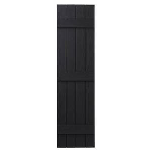 15 in. x 67 in. Polypropylene 4-Board Closed Board and Batten Shutters Pair in Black.
