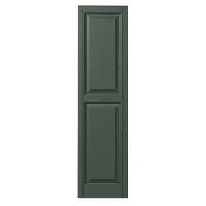 15 in. x 59 in. Raised Panel Polypropylene Shutters Pair in Green.