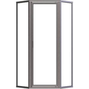 Prestige 24.25 in. x 68.5 in. Neo-Angle Shower Door in Brushed Nickel with Clear Glass - May be missing HardwareParts.