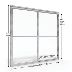 Deluxe 59 in. x 58-12 in. Obscure Framed Sliding Tub Door in Silver. Rain Glass.
