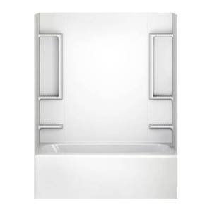 Sturdifit 32 in. x 60 in. x 58 in. 5-Piece Easy Up Adhesive Tub Wall in White.