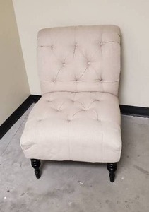 lot 610 image: Safaveigh Cream Chair With Dark Brown Legs - Scratch & Dent