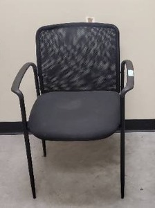 lot 614 image: Boss Office Products  Stackable Mesh Guest Chair in Black, B6909-BK - Used