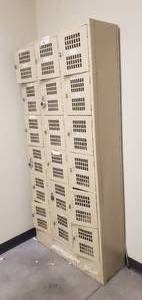 lot 642 image: Cream Athletic Locker Set - Two locks still attached