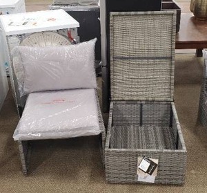 lot 656 image: Pramla Grey 2-Piece Outdoor Ottoman Settee, PAT7515B