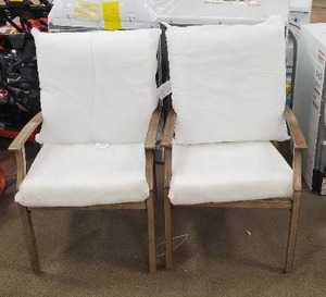 lot 657 image: Geneva Brown Wicker Outdoor Patio Stationary Dining Chair with Bare Cushions (2-Pack), FRS60786-STBC