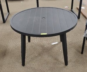 lot 660 image: Braxton Park Black Round Metal Outdoor Dining Table, 313436214 - Cosmetic damage