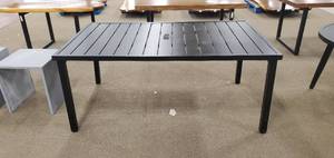 lot 661 image: High Garden Black Steel Rectangular Outdoor Patio Dining Table, GL-18044-B-TBL - Cosmetic defects