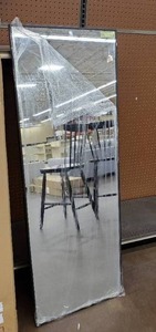lot 686 image: Large Rectangle Black Shelves & Drawers Modern Mirror (55 in. H x 20 in. W) - Loose frame.
