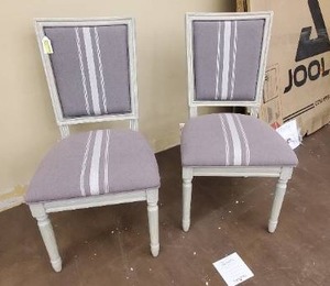 lot 712 image: Buchanan GrayBeigeRustic Gray 19 in. H French Brasserie Linen Rectangular Side Chair (Set of 2), FOX6229M-SET2 - Scratch & dent