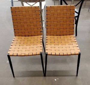 lot 715 image: Woven Leather-like Metal Frame Chair - Scratch & dent