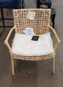lot 717 image: Collette Rattan Accent Chair W  Cushion, ACH6515B - Scratch & dent