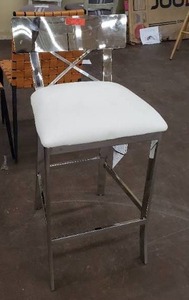 lot 720 image: Zoey 26.5 in. Stainless Steel Cross Back Counter Stool in White, FOX2035B - Scratch & dent