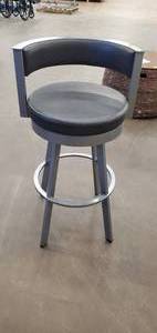 lot 721 image: Browser 30 in. Charcoal Grey Polyester Glossy Grey Metal Swivel Bar Stool, 41542-3024CP - Scratch & dent
