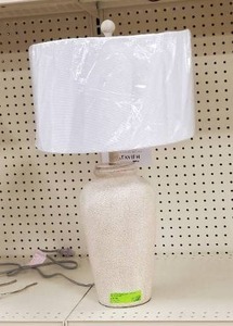 lot 741 image: Sabrin 26 in. Antique White Table Lamp with White Shade, TBL4417A - Floor Model