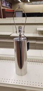 lot 750 image: Amelia Table Lamp in Bright Nickel Finish, Missing Shade - Floor model