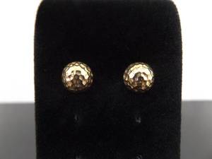 14K Yellow Gold Hand Hammered Button Post Earrings