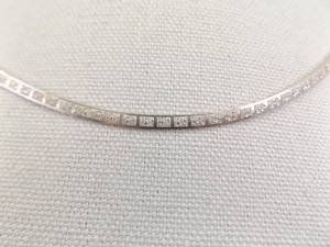 .925 Sterling Silver Etched Herring Bone Necklace