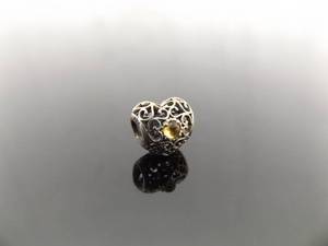 .925 Sterling Silver PANDORA ALE #791784CI November Birthstone Citrine Heart Bead