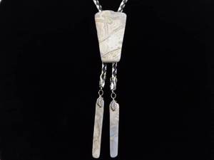 NEW Blue Lace Agate 34 Bolo Tie