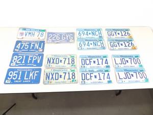 Lot of Vintage Minnesota and Michigan License Plate Sets, etc.