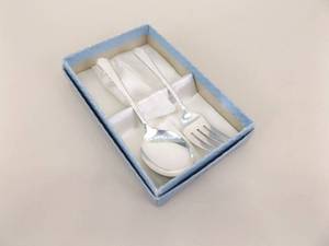 .925 Sterling Silver Baby Spoon and Fork Set in Original Box