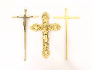 Lot of 3 Vintage Solid Brass Crucifixs