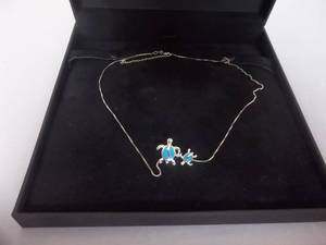 Necklace-Silver Chain Marked 925 With Turtle Charm Marked 925