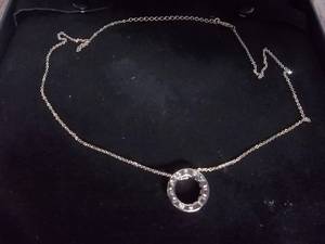 Necklace-Silver Tone Chain With Floating Rhinestone Charm