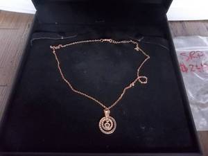 Necklace-Rose Gold Tone Chain With Hinged Rhinestone Charm