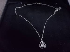 Necklace-Silver Tone Chain With Rhinestone Charm
