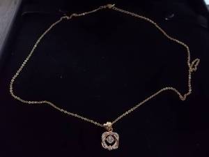 Necklace-Gold Tone Chain With Rhinestone Charm