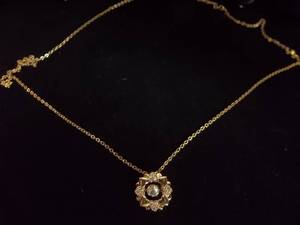 Necklace-Gold Tone Chain With Rhinestone Charm