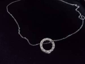 Necklace-Silver Tone Chain With Floating Rhinestone Charm
