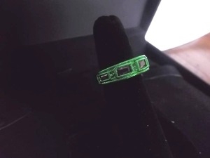 Ring-Green Band With Black Stones Size 5