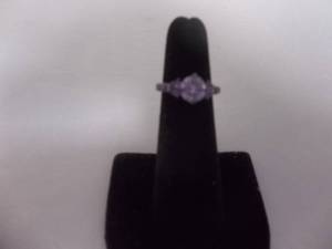 Ring-Gun Metal Tone Band With Purple Stones Size 4-12
