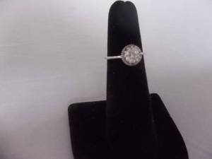 Ring-Silver Tone Band Marked 925 With Stone Size 5