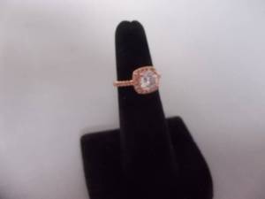 Ring-Rose Gold Tone Band With Rhinestone Size 5