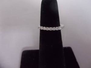 Ring-Silver Tone Band With White Stones Size 5