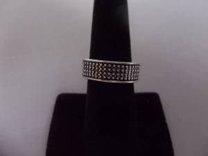 Ring-Silver Tone Band With Black Design Inside & Outside Size 9