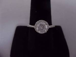 Ring-Silver Tone Band With Center Stone Size 9-12