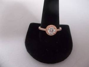Ring-Rose Gold Tone Band With White Stones Size 11-12