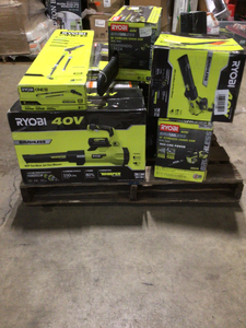 Pallet of assorted Ryobi Tools various models and conditions (includes blowers and other outdoor tools) customer returns review all pictures