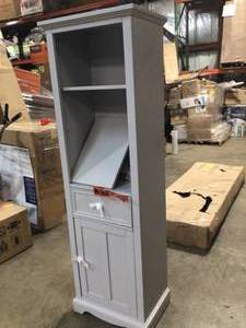 Home Decorators Collection Fremont 20in. W x 14in. D x 65in. H Linen Cabinet in Grey customer return damaged (review all pictures)