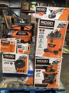 Assorted Lot of Ridgid Tools and Shop Vacuums various models and conditions customer returns see pictures