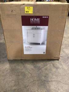 Home Decorators Collection Aderdeen 36in. W x 22 in. D Single Bath Vanity in White with Carara Marble top with the White Si