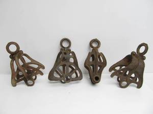 Lot of 4 Antique Cast Iron Pulleys