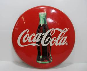 Vintage Metal COCA COLA Button Sign