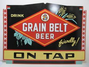 Large GRAIN BELT ON TAP Metal Beer Sign