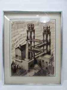 Vintage 1970s MC ESCHER Screen Print on Glass Artwork